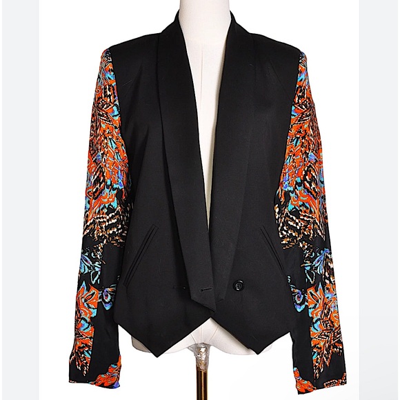 TWELVE STREET by CYNTHIA VINCENT Silk Sleeved Tuxedo Style Blazer - Picture 1 of 8
